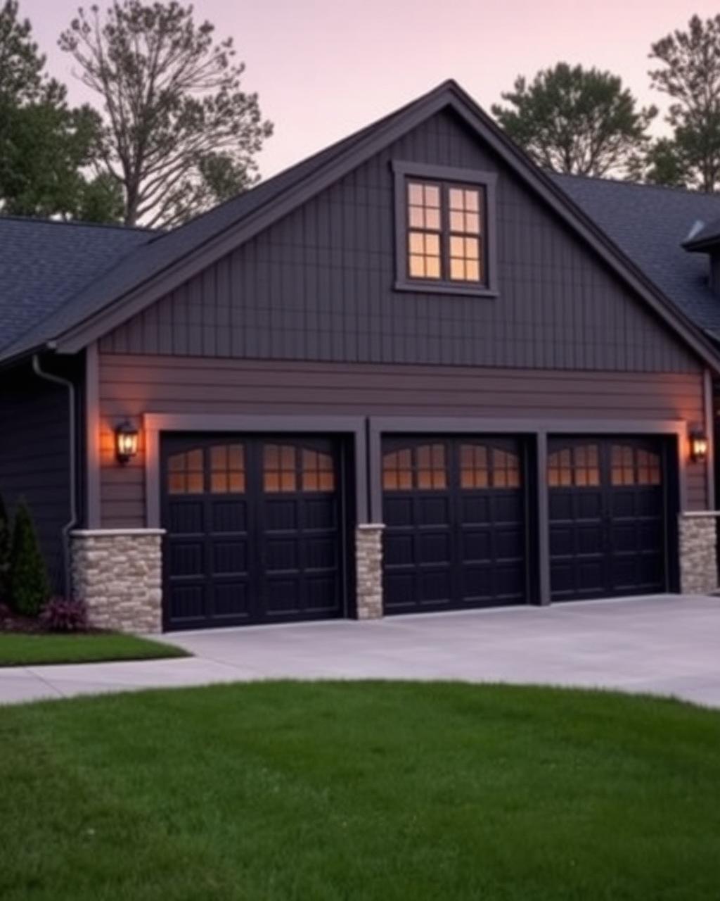 Luxury three-car detached residential garage